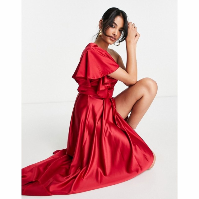 トゥルーヴァイオレット True Violet レディース ワンピース ワンピース・ドレス One Shoulder Satin Dress In Red レッドサテン