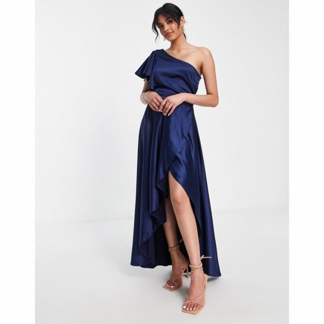 トゥルーヴァイオレット True Violet レディース ワンピース ラップドレス マキシ丈 ワンピース・ドレス Satin Wrap Maxi Dress In Navy