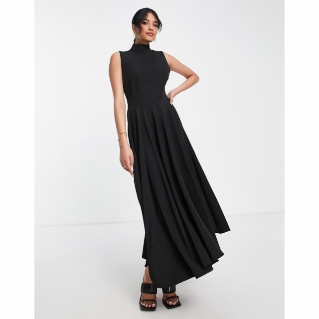 トゥルーヴァイオレット True Violet レディース ワンピース ミドル丈 ワンピース・ドレス High Neck Midi Dress In Black ブラック