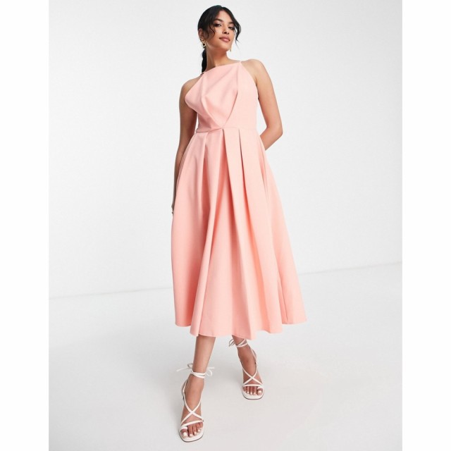 トゥルーヴァイオレット True Violet レディース ワンピース ミドル丈 ワンピース・ドレス Racer Plunge Midi Dress In Coral コーラル