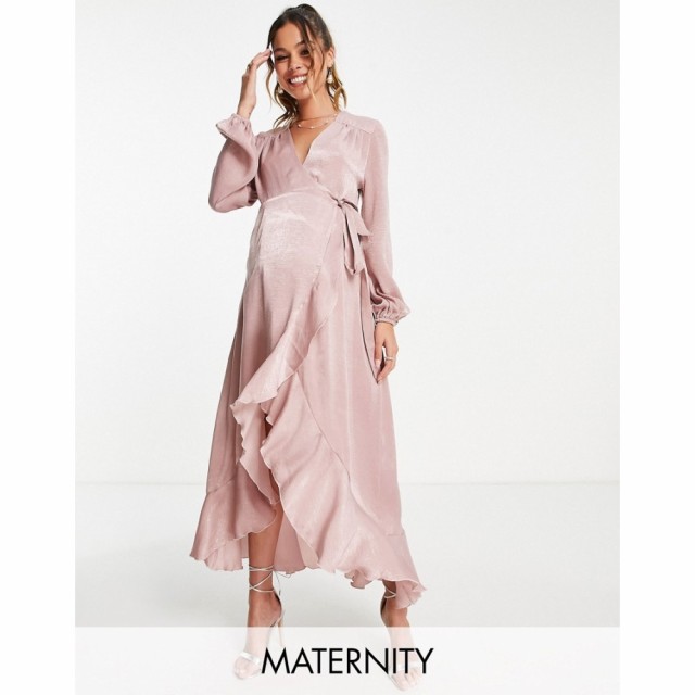 フラウンスロンドン Flounce London Maternity レディース ワンピース ラップドレス マキシ丈 Long Sleeve Wrap Maxi Dress In Heather R