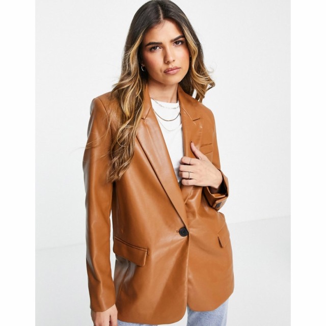 ストラディバリウス Stradivarius レディース スーツ・ジャケット アウター Faux Leather Blazer In Tan タン