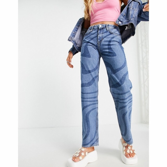 オンリー Only レディース ジーンズ・デニム ボトムス・パンツ Dad Straight Leg Jean In Blue Swirl ライトブルー