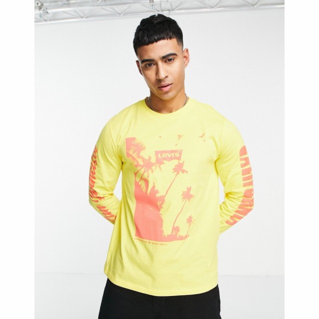 リーバイス Levis メンズ 長袖Tシャツ トップス Long Sleeve T-Shirt In Yellow With Chest And Arm Print イエロー