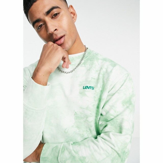 リーバイス Levis メンズ スウェット・トレーナー トップス Sweatshirt In Green Tie Dye Print With Small Logo グリーン