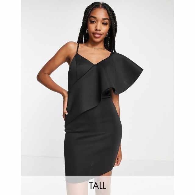 リバーアイランド River Island Tall レディース ワンピース ミニ丈 ワンピース・ドレス Scuba Frill Detail Mini Dress In Black ブラッ