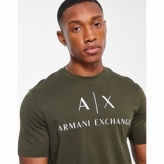 アルマーニ Armani Exchange メンズ Tシャツ トップス Text Logo T-Shirt In Khaki カーキ