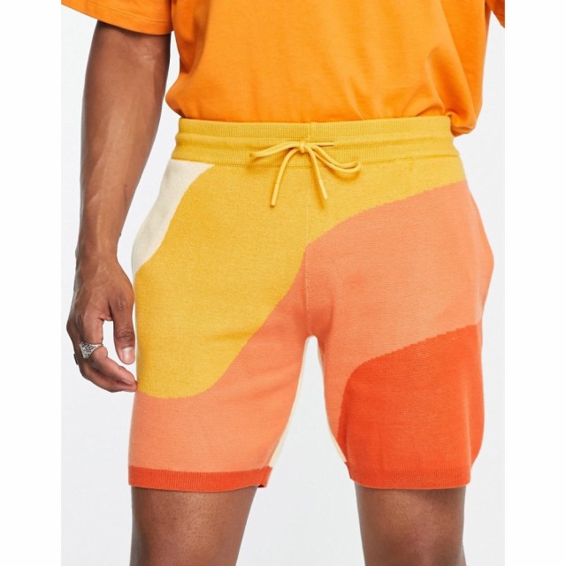 リバーアイランド River Island メンズ ショートパンツ ボトムス・パンツ Knitted Wave Shorts In Orange オレンジ