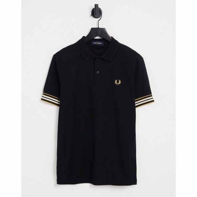 フレッドペリー Fred Perry メンズ ポロシャツ トップス Stripe Cuff Polo Shirt In Black ブラック