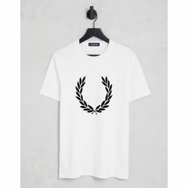 フレッドペリー Fred Perry メンズ Tシャツ トップス Flock Laurel Wreath T-Shirt In White ホワイト