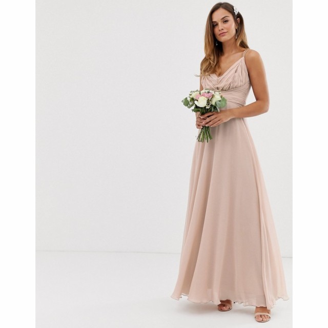 エイソス ASOS DESIGN レディース パーティードレス Bridesmaid Cami Wrap Tie Waist Maxi Dress With Layered Skirt