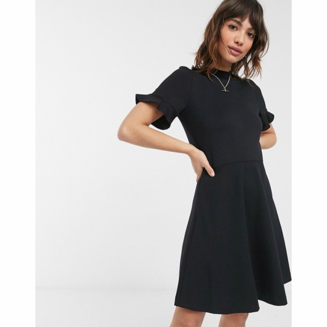 フレンチコネクション French Connection レディース ワンピース ワンピース・ドレス Fit And Flare Mini Dress With Ruffle Sleeve In B