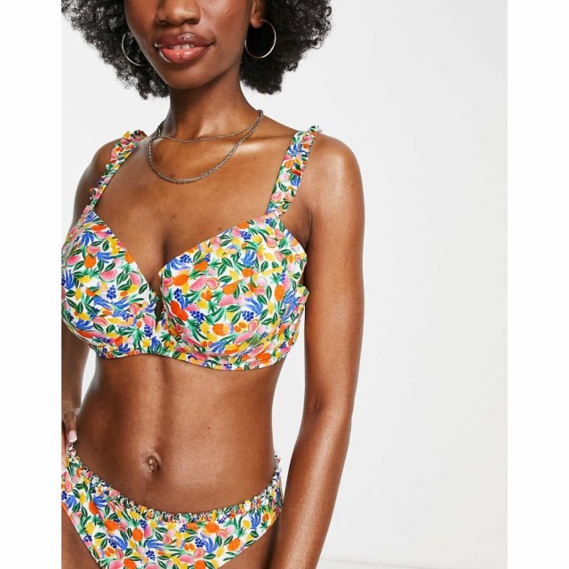 フィグリーブス Figleaves レディース トップのみ 水着・ビーチウェア Fuller Bust Underwire V Wire Frill Bikini Top In Fruit Print