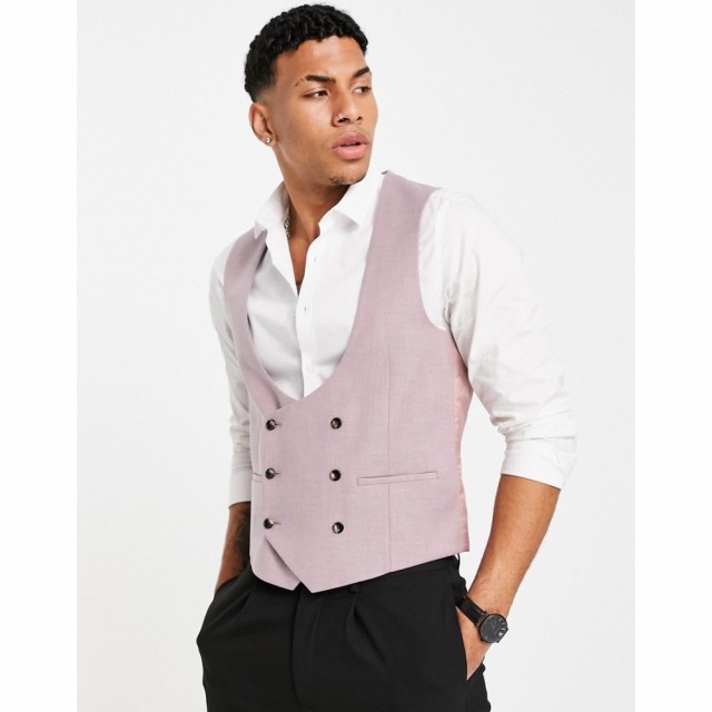 モス ブラザーズ MOSS BROS メンズ ベスト・ジレ スーツ トップス Moss London Waistcoat In Dusty Pink モーヴピンク