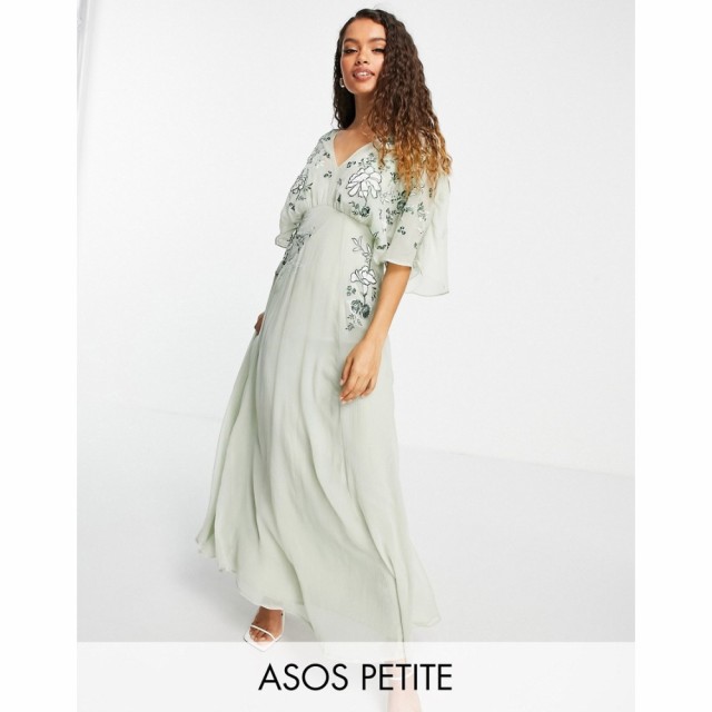 エイソス ASOS Petite レディース ワンピース マキシ丈 ワンピース・ドレス Petite Blouson Embroidered Maxi Dress With Cape Back セー