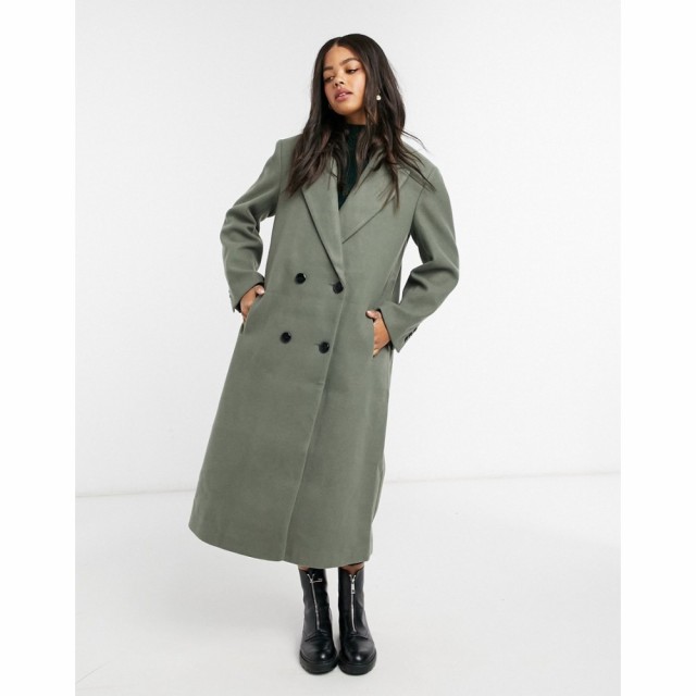 エイソス ASOS DESIGN レディース コート マキシ丈 アウター Strong Shoulder Maxi Coat In Sage セージ