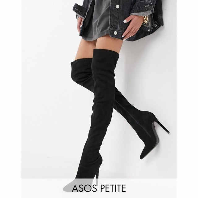 エイソス ASOS DESIGN レディース ブーツ ピンヒール シューズ・靴 Petite Kendra Stiletto Thigh High Boots In Black ブラック