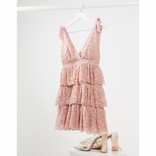 バルドー Bardot レディース ワンピース Ａライン ワンピース・ドレス Lace Tiered Mini Dress In Dusty Pink ダスティピンク