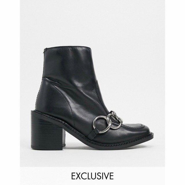 ASRA レディース ブーツ シューズ・靴 Exclusive Hugo Loafer Boot With Silver Chain In Black Leather ブラックレザー