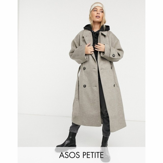 エイソス ASOS Petite レディース トレンチコート アウター Petite Brushed Twill Trench Coat In Grey グレー