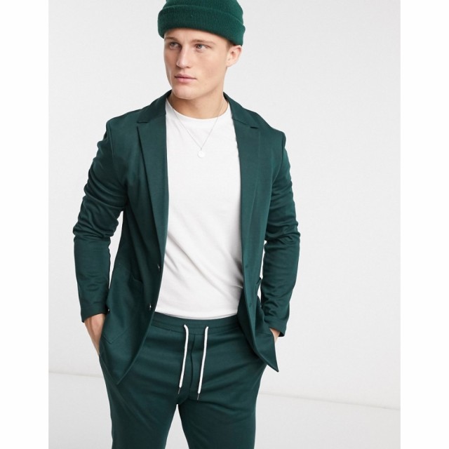 エイソス ASOS DESIGN メンズ スーツ・ジャケット アウター Super Skinny Soft Tailored Suit Jacket In Jersey In Bottle Green カーキ