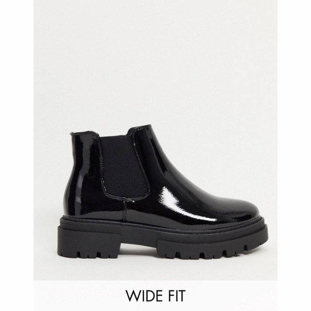 グラマラスワイドフィット Glamorous Wide Fit レディース ブーツ チェルシーブーツ シューズ・靴 Chunky Chelsea Boot In Black