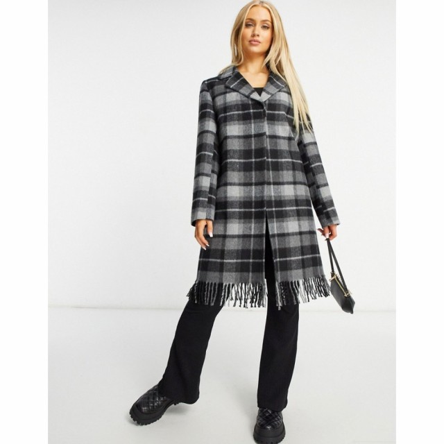 ヘレン バーマン Helene Berman レディース コート アウター Short Ruth Fringed Coat In Grey Check