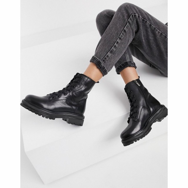 ルールロンドン Rule London レディース ブーツ レースアップブーツ シューズ・靴 Leather Chunky Lace Up Boots In Black