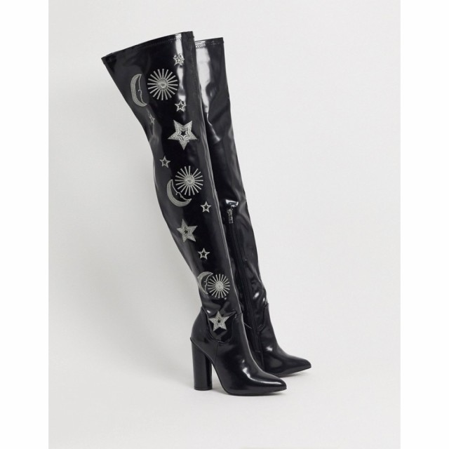 コイフットウェア Koi Footwear レディース ブーツ ニーハイブーツ ロングブーツ Vegan Astrid Over The Knee Boots In Black And Silver