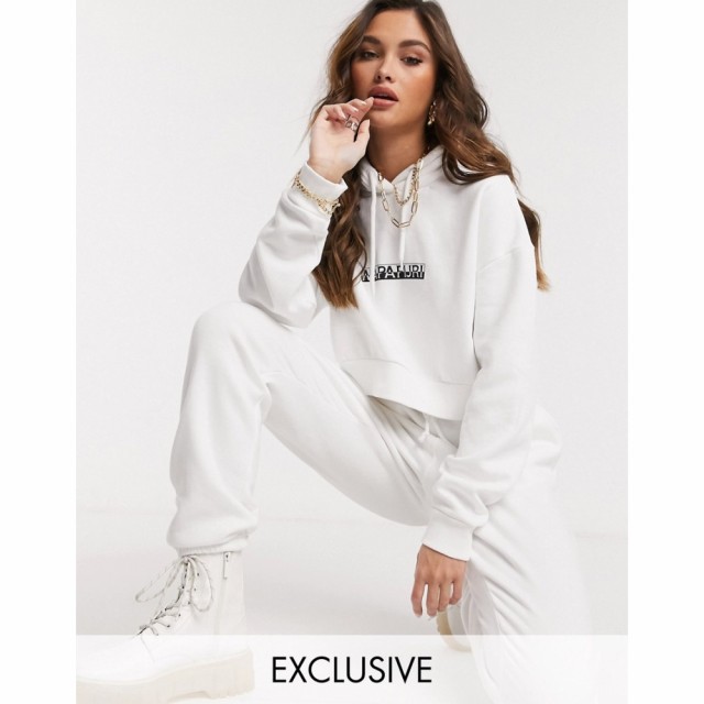 ナパピリ Napapijri レディース パーカー クロップド トップス Box Cropped Hoodie In White Exclusive At Asos ブライトホワイト