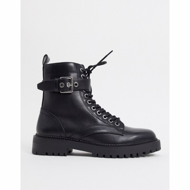 ピンキー Pimkie レディース ブーツ ショートブーツ レースアップブーツ シューズ・靴 Lace Up Cleated Sole Ankle Boots In Black ブラ