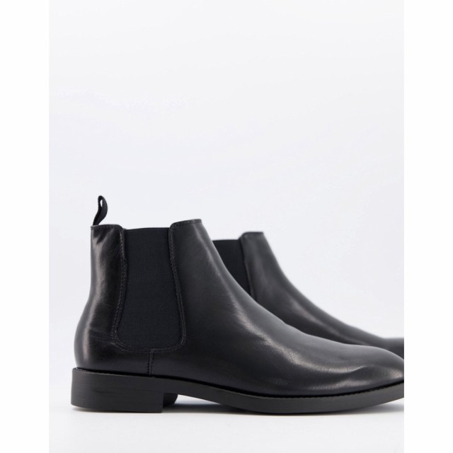 エイソス ASOS DESIGN メンズ ブーツ チェルシーブーツ シューズ・靴 Chelsea Boots In Black Faux Leather With Black Sole ブラック