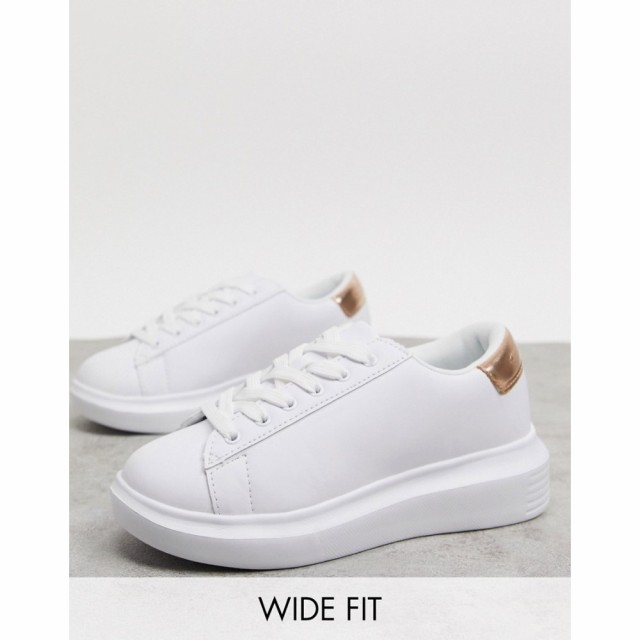 トリュフコレクション Truffle Collection Wide Fit レディース スニーカー シューズ・靴 Chunky Trainers In White ホワイト/ローズゴー