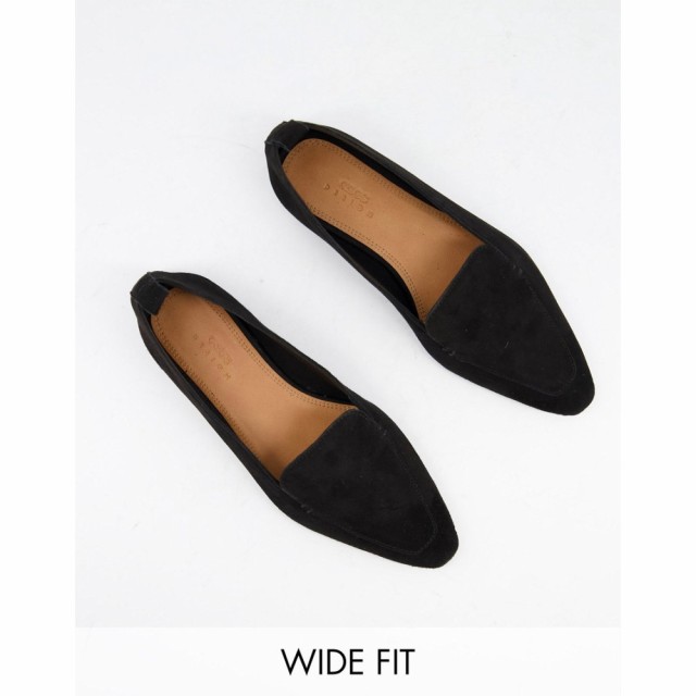 エイソス ASOS DESIGN レディース ローファー・オックスフォード シューズ・靴 Wide Fit Miley Suede Loafers In Black ブラック