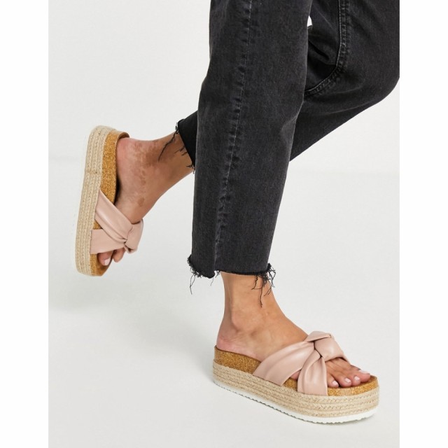 エイソス ASOS DESIGN レディース サンダル・ミュール 厚底 シューズ・靴 Teegan Knotted Flatform Sandals In Beige ベージュ