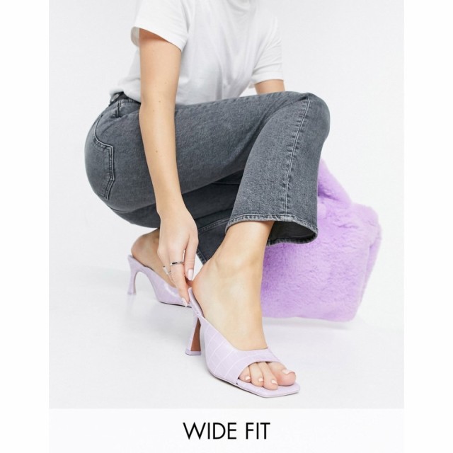 エイソス ASOS DESIGN レディース サンダル・ミュール スクエアトゥ シューズ・靴 Wide Fit Hallie Square Toe Heeled Mules In Lilac Cr