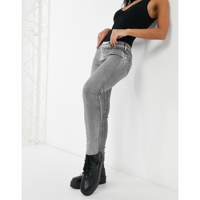 モーガン レーン Morgan レディース ジーンズ・デニム スキニー ボトムス・パンツ Coated Skinny Jean In Silver シルバー