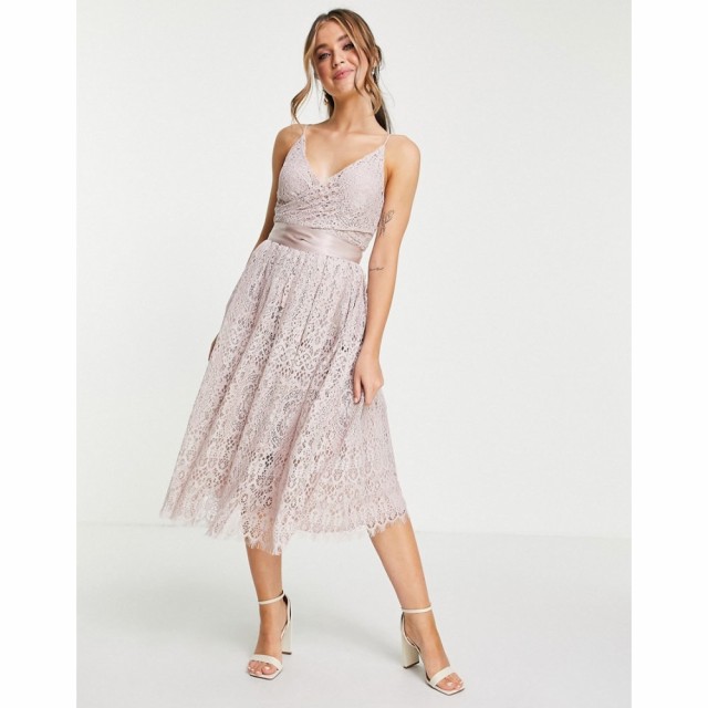 エイソス ASOS DESIGN レディース パーティードレス ラップドレス ワンピース・ドレス Lace Prom Dress With Wrap Waist Detail ベビーピ