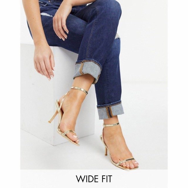 グラマラスワイドフィット Glamorous Wide Fit レディース サンダル・ミュール シューズ・靴 Barely There Heeled Sandals In Gold ゴー