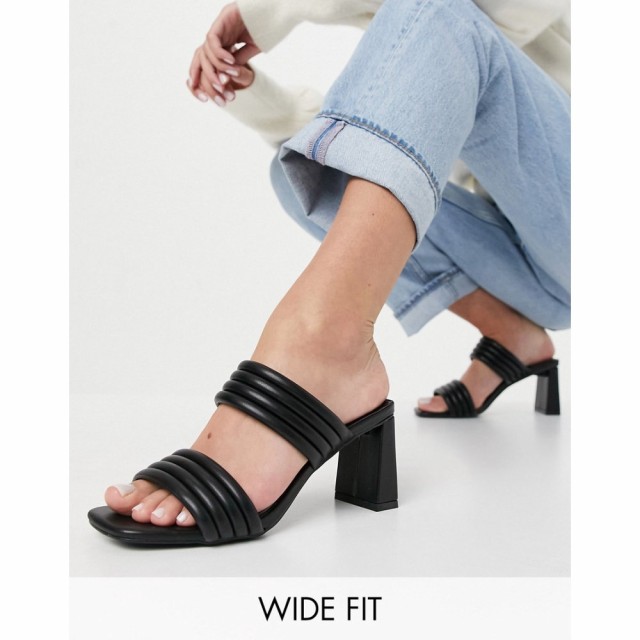 グラマラスワイドフィット Glamorous Wide Fit レディース サンダル・ミュール シューズ・靴 Padded Mules In Black ブラック