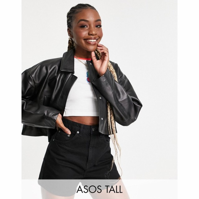 エイソス ASOS DESIGN レディース レザージャケット アウター Tall Leather 90S Jacket In Black ブラック