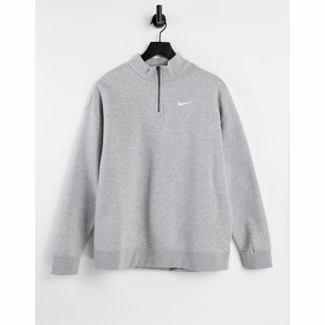 ナイキ Nike レディース スウェット・トレーナー トップス Mini Swoosh Oversized 1/4 Zip Sweatshirt In Grey ダークグレーヘザー