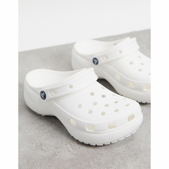 クロックス Crocs レディース クロッグ シューズ・靴 Classic Platform Clogs In White ホワイト