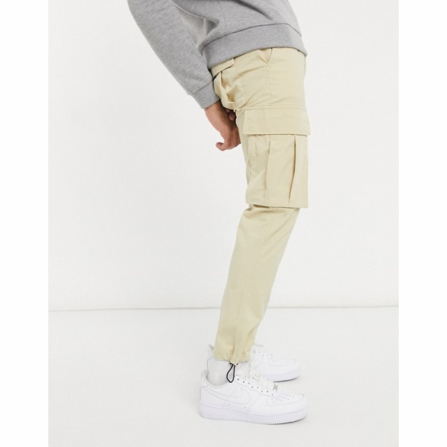 トップマン Topman メンズ カーゴパンツ スキニー ボトムス・パンツ Skinny Belted Cargo Trousers In Stone ベージュ