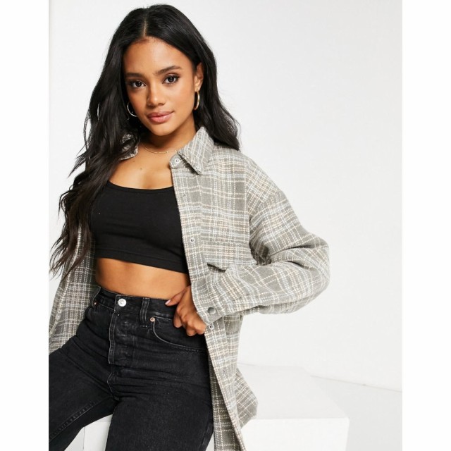 ミスガイデッド Missguided レディース ジャケット シャツジャケット アウター Oversized Check Shacket In Grey グレー