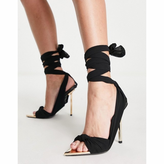 パブリックディザイア Public Desire レディース サンダル・ミュール シューズ・靴 Huni Ribbon Tie Wrap Around Sandals In Black ブラ