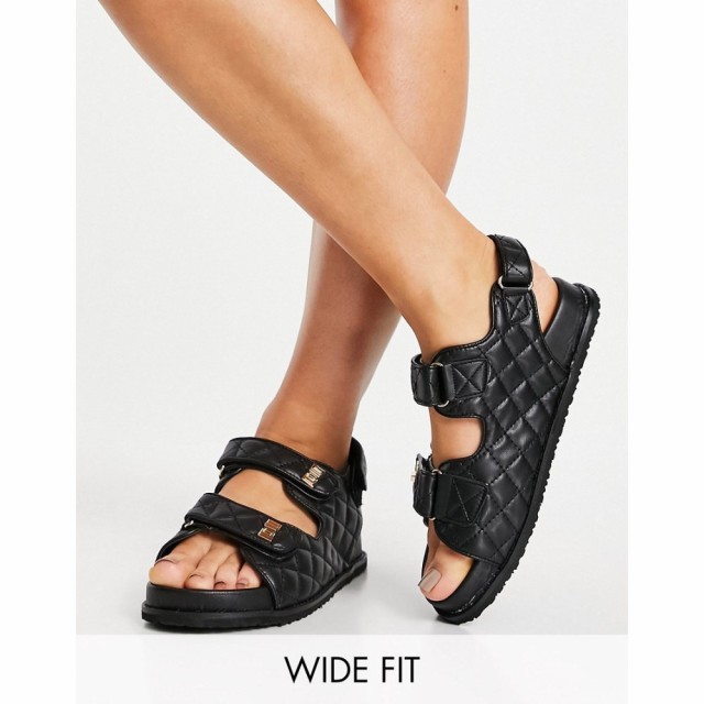 パブリックディザイア Public Desire Wide Fit レディース サンダル・ミュール シューズ・靴 Carmen Chunky Grandad Sandals In Black Qu