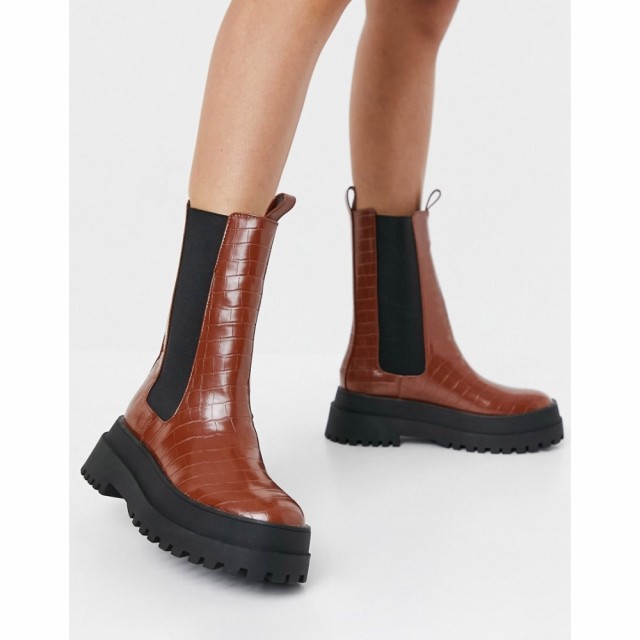 パブリックディザイア Public Desire レディース ブーツ シューズ・靴 Blame Chunky Boots In Tan Croc タンクロック