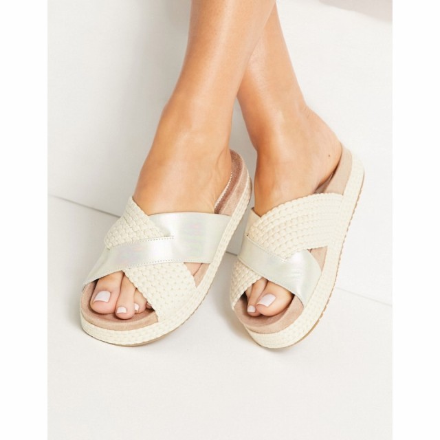 トムス Toms レディース サンダル・ミュール フラット シューズ・靴 Paloma Leather And Rope Crossover Flat Sandals In Silver シルバ