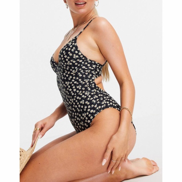 ホリスター Hollister レディース ワンピース 水着・ビーチウェア Rib High Leg One Piece Swimsuit In Black ブラック